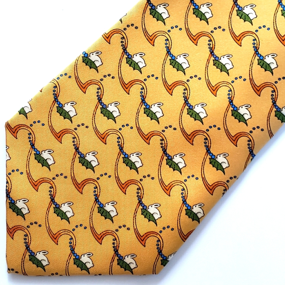 Salvatore Ferragamo necktie rabbit animal print 100% silk